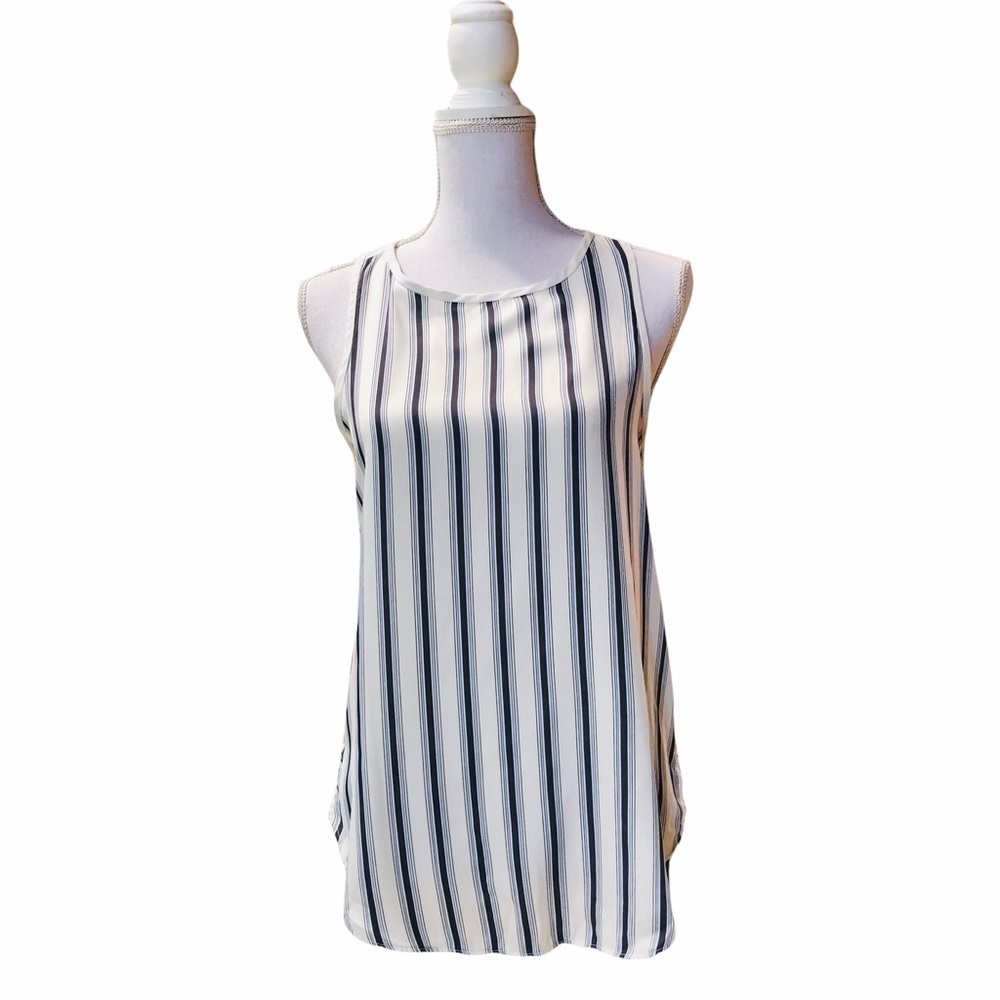 LOFT - WOMENS NAVY & WHITE STRIPED TANK SZ S